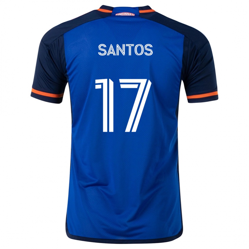 Niño Camiseta Sergio Santos #17 Azul Blanco 1ª Equipación 2024/25 La Camisa