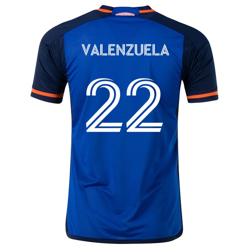 Niño Camiseta Gerardo Valenzuela #22 Azul Blanco 1ª Equipación 2024/25 La Camisa