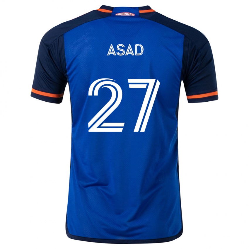 Niño Camiseta Yamil Asad #27 Azul Blanco 1ª Equipación 2024/25 La Camisa