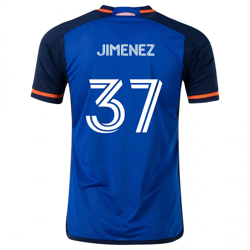 Niño Camiseta Stiven Jimenez #37 Azul Blanco 1ª Equipación 2024/25 La Camisa