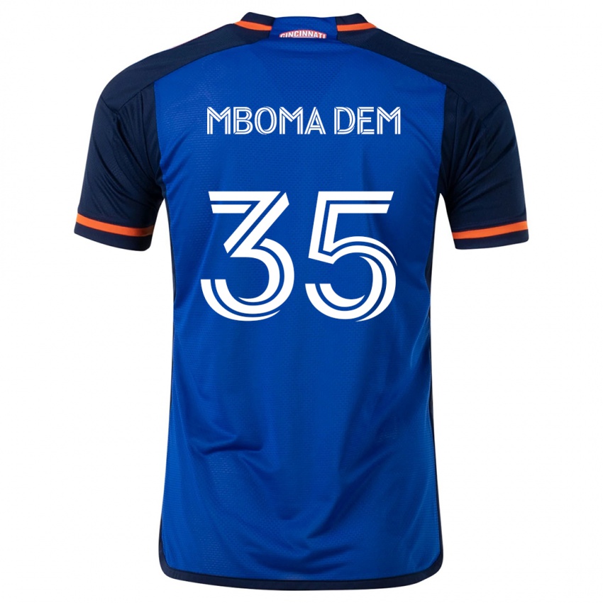 Niño Camiseta Kenji Mboma Dem #35 Azul Blanco 1ª Equipación 2024/25 La Camisa