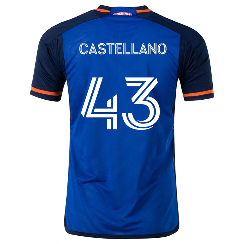 Niño Camiseta Jesús Castellano #43 Azul Blanco 1ª Equipación 2024/25 La Camisa