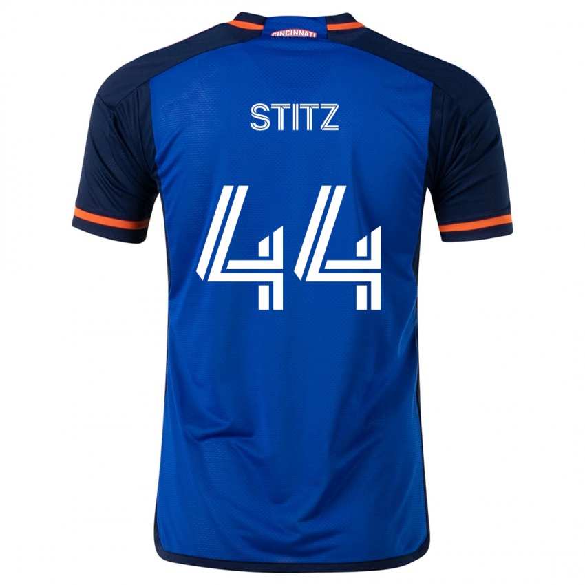 Niño Camiseta Ben Stitz #44 Azul Blanco 1ª Equipación 2024/25 La Camisa