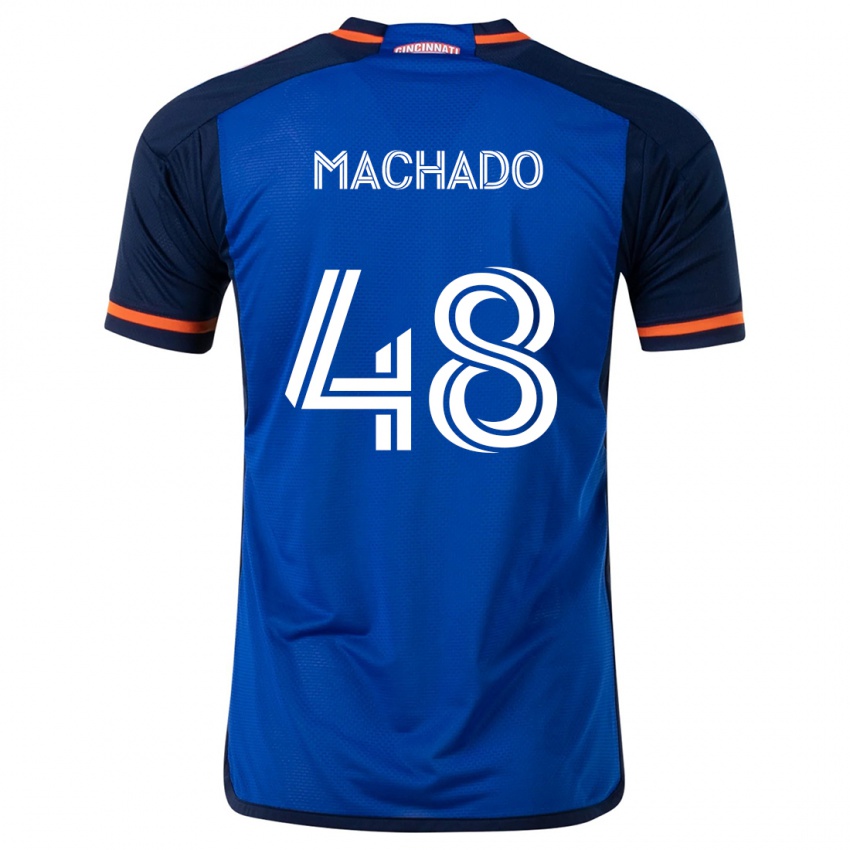 Niño Camiseta Juan Machado #48 Azul Blanco 1ª Equipación 2024/25 La Camisa