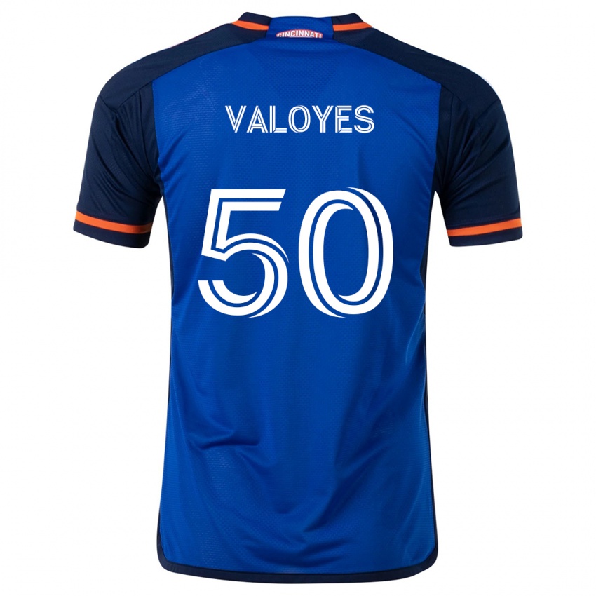 Niño Camiseta Yeiner Valoyes #50 Azul Blanco 1ª Equipación 2024/25 La Camisa