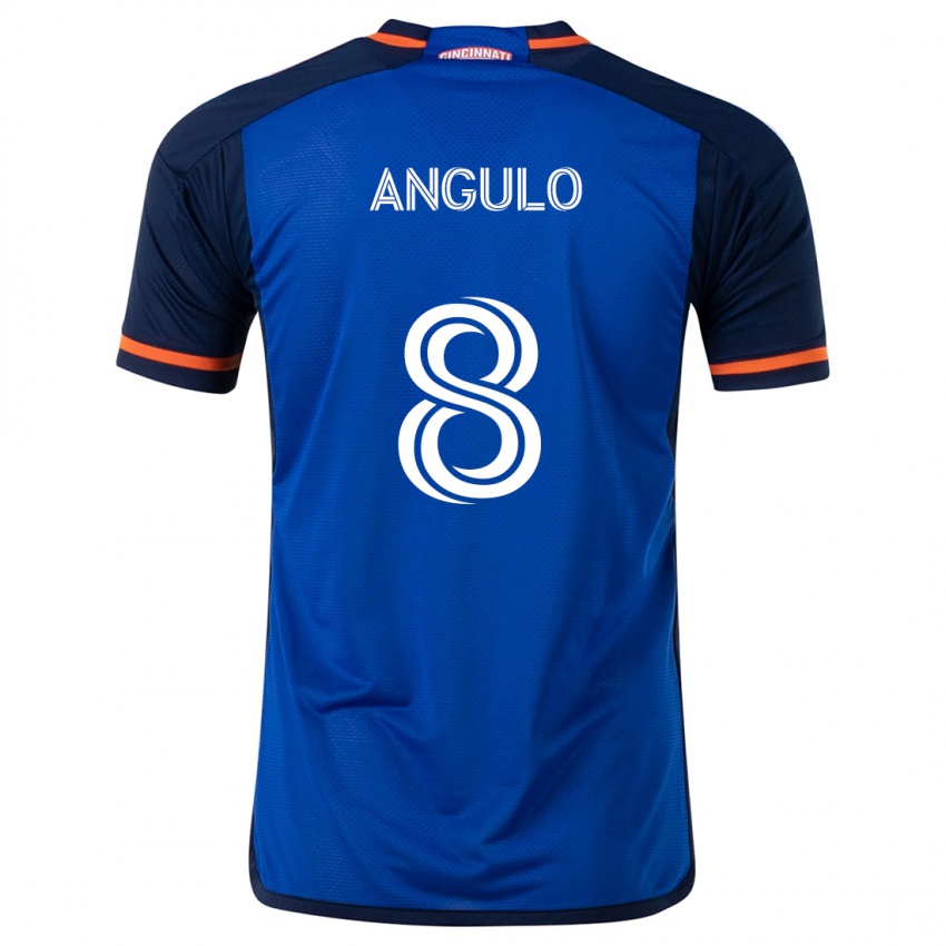 Niño Camiseta Marco Angulo #8 Azul Blanco 1ª Equipación 2024/25 La Camisa