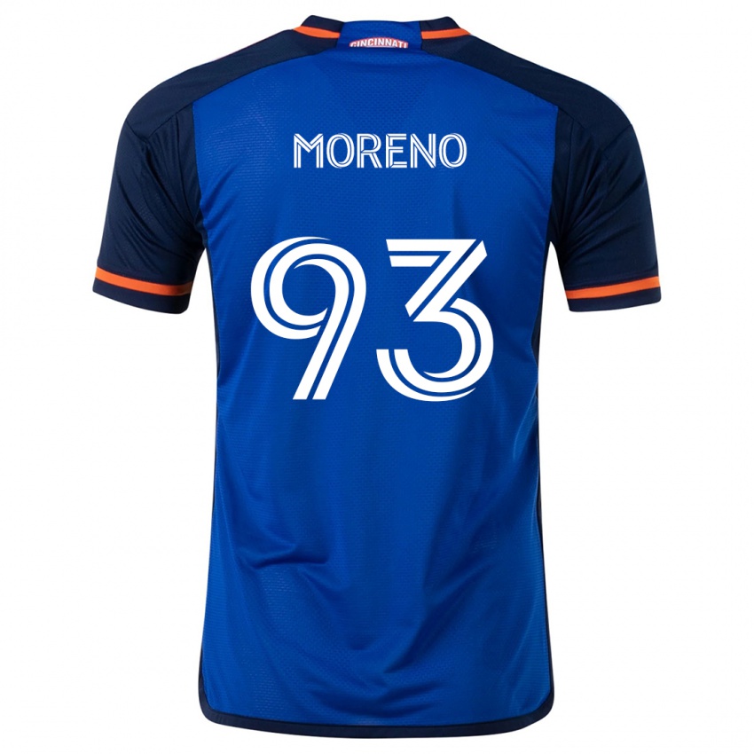 Niño Camiseta Júnior Moreno #93 Azul Blanco 1ª Equipación 2024/25 La Camisa