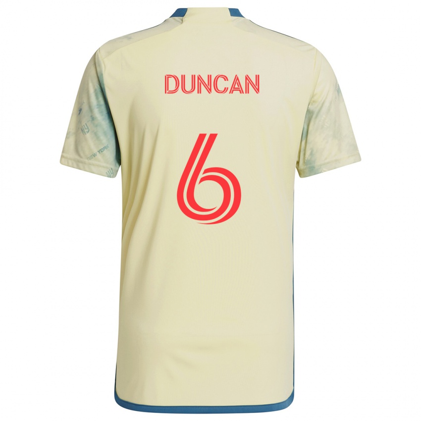 Niño Camiseta Kyle Duncan #6 Amarillo Rojo Azul 1ª Equipación 2024/25 La Camisa