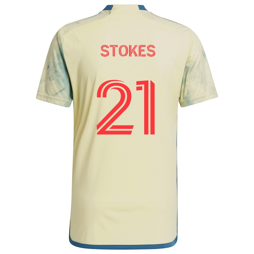 Niño Camiseta Aidan Stokes #21 Amarillo Rojo Azul 1ª Equipación 2024/25 La Camisa