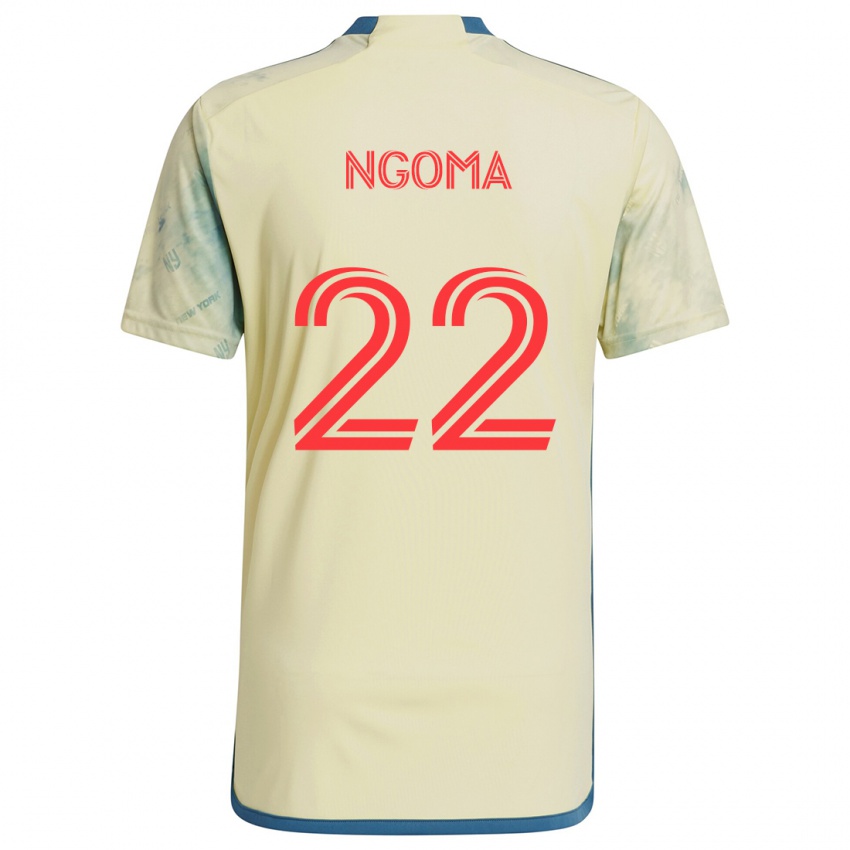 Niño Camiseta Serge Ngoma #22 Amarillo Rojo Azul 1ª Equipación 2024/25 La Camisa