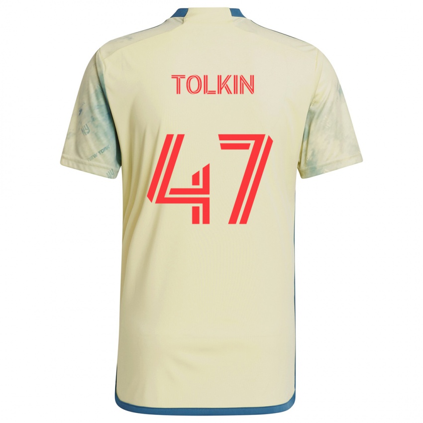 Niño Camiseta John Tolkin #47 Amarillo Rojo Azul 1ª Equipación 2024/25 La Camisa