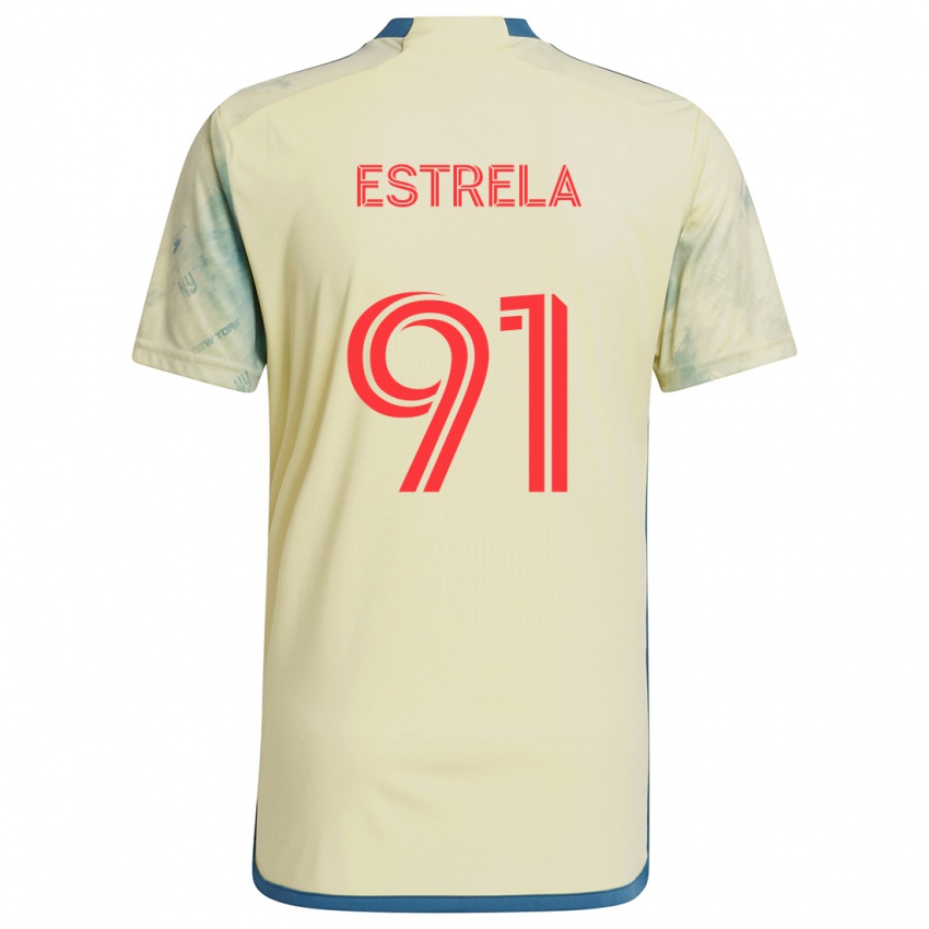 Niño Camiseta Bento Estrela #91 Amarillo Rojo Azul 1ª Equipación 2024/25 La Camisa