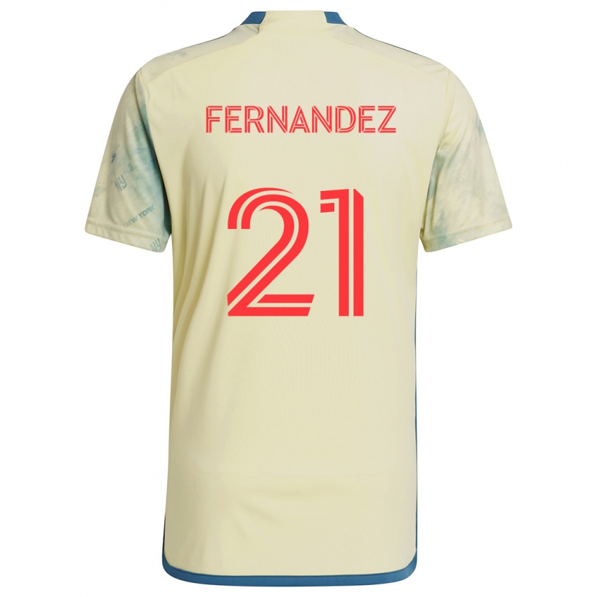 Niño Camiseta Omir Fernandez #21 Amarillo Rojo Azul 1ª Equipación 2024/25 La Camisa