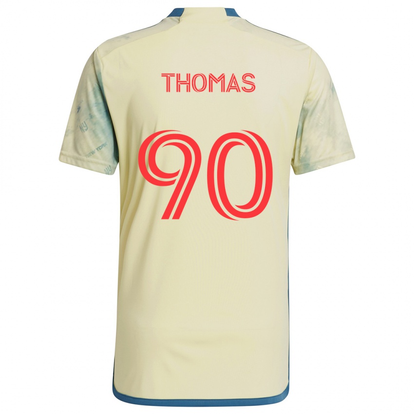 Niño Camiseta Oladayo Thomas #90 Amarillo Rojo Azul 1ª Equipación 2024/25 La Camisa