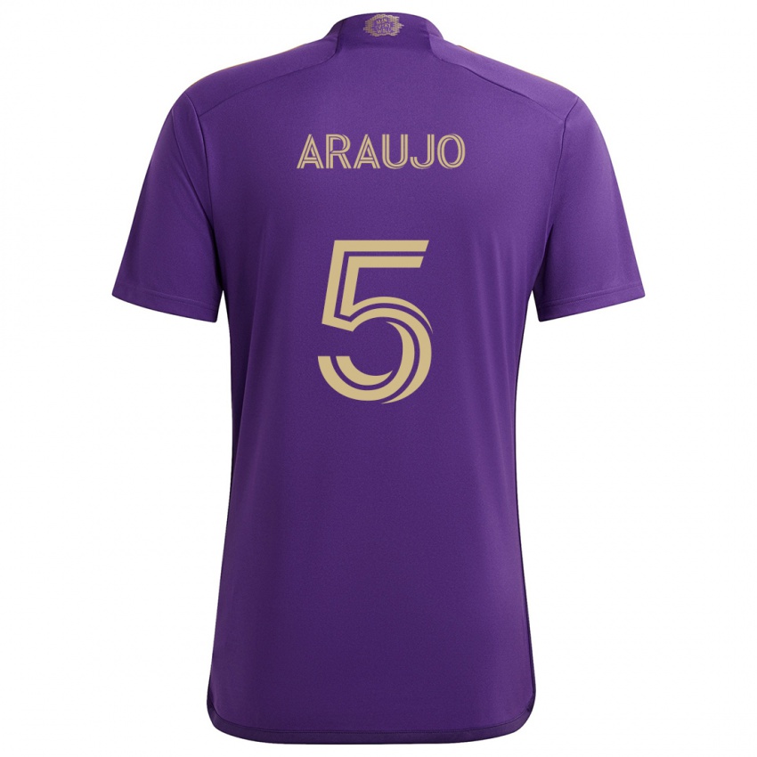 Niño Camiseta César Araújo #5 Púrpura Amarillo 1ª Equipación 2024/25 La Camisa