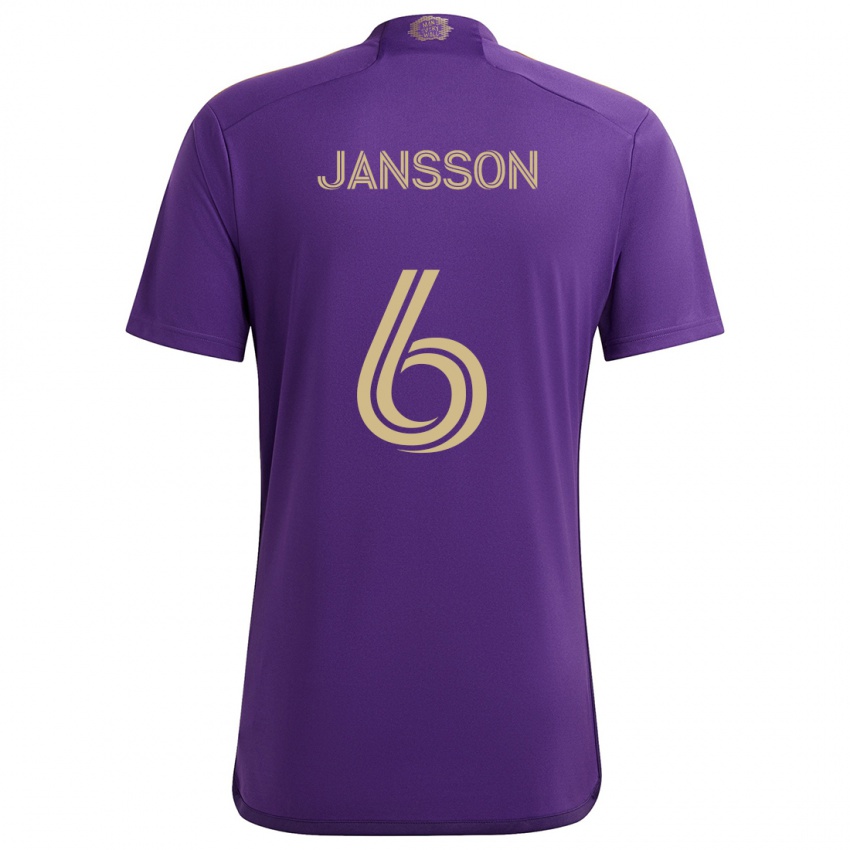 Niño Camiseta Robin Jansson #6 Púrpura Amarillo 1ª Equipación 2024/25 La Camisa