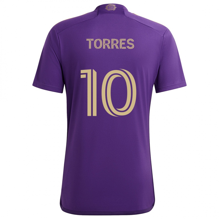 Niño Camiseta Facundo Torres #10 Púrpura Amarillo 1ª Equipación 2024/25 La Camisa