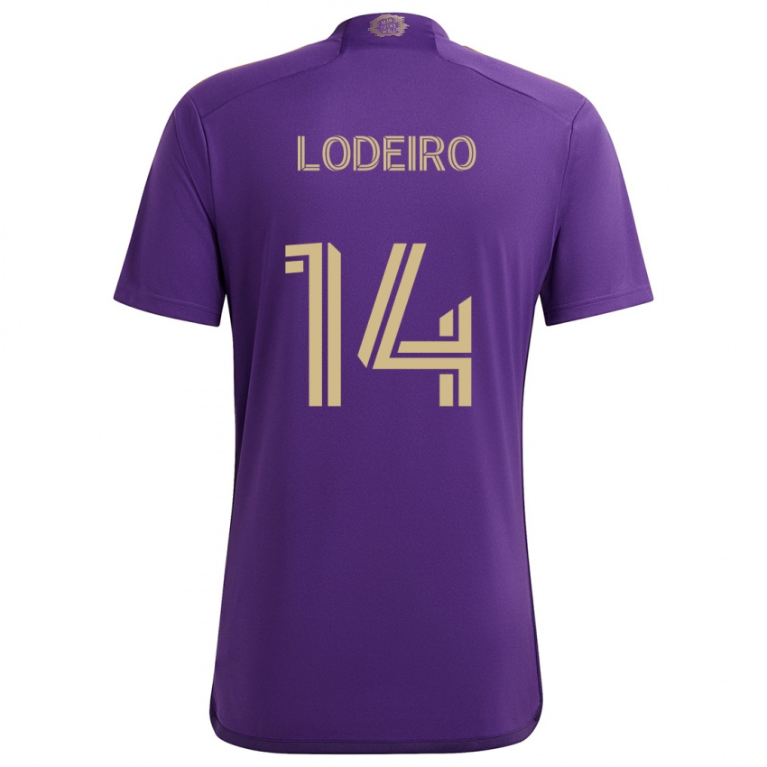 Niño Camiseta Nicolás Lodeiro #14 Púrpura Amarillo 1ª Equipación 2024/25 La Camisa