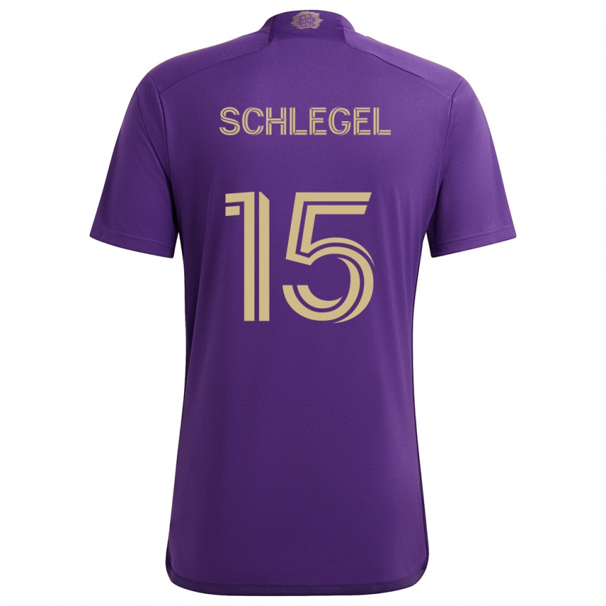 Niño Camiseta Rodrigo Schlegel #15 Púrpura Amarillo 1ª Equipación 2024/25 La Camisa