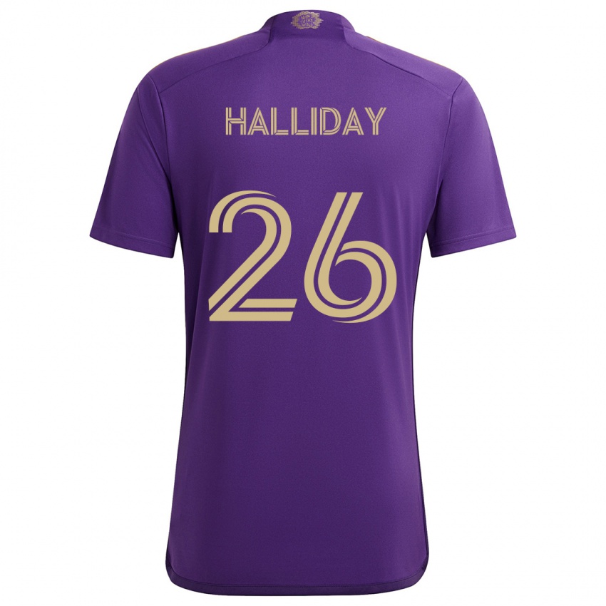 Niño Camiseta Michael Halliday #26 Púrpura Amarillo 1ª Equipación 2024/25 La Camisa