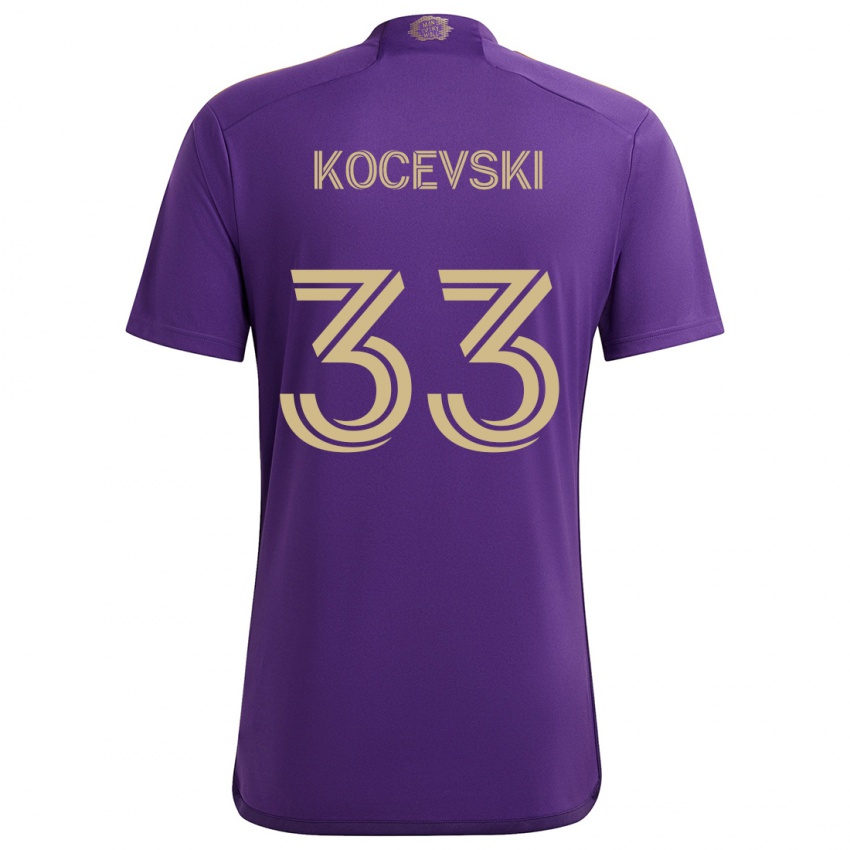 Niño Camiseta Jeorgio Kocevski #33 Púrpura Amarillo 1ª Equipación 2024/25 La Camisa