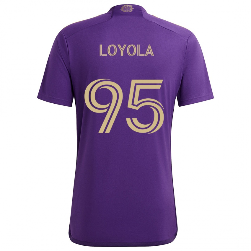 Niño Camiseta Favian Loyola #95 Púrpura Amarillo 1ª Equipación 2024/25 La Camisa