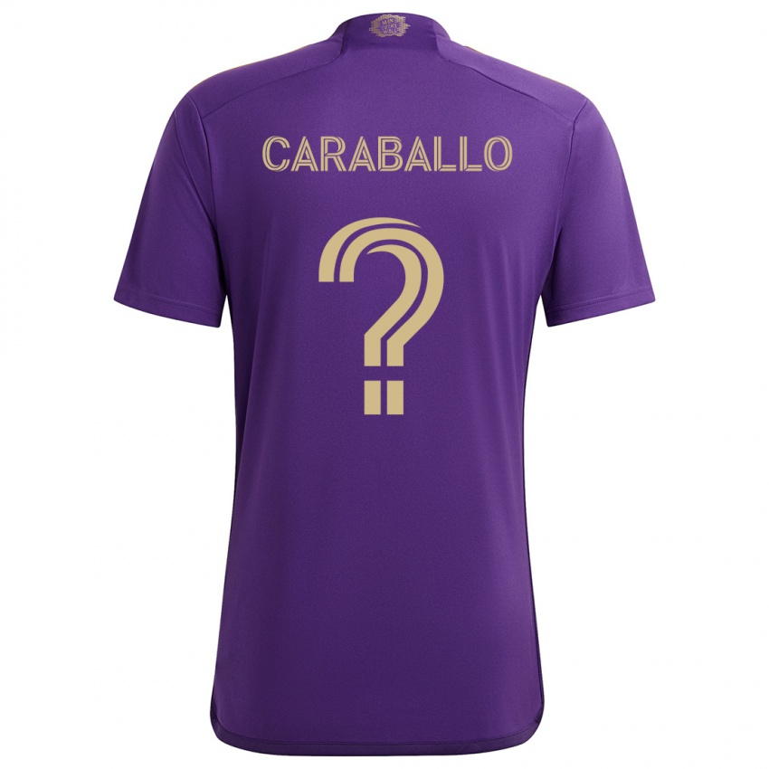 Niño Camiseta Gustavo Caraballo #0 Púrpura Amarillo 1ª Equipación 2024/25 La Camisa