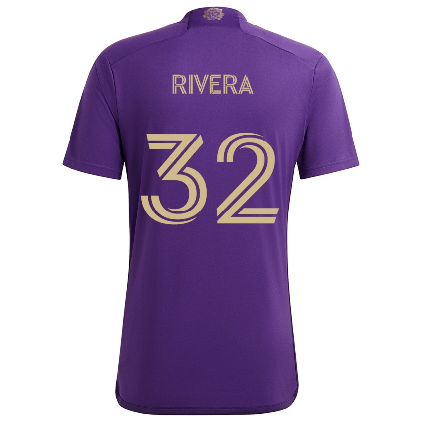 Niño Camiseta Wilfredo Rivera #32 Púrpura Amarillo 1ª Equipación 2024/25 La Camisa