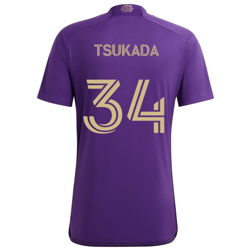 Niño Camiseta Yutaro Tsukada #34 Púrpura Amarillo 1ª Equipación 2024/25 La Camisa