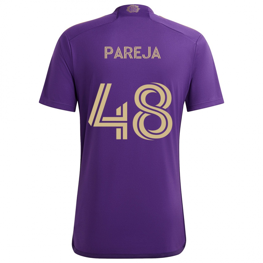 Niño Camiseta Diego Pareja #48 Púrpura Amarillo 1ª Equipación 2024/25 La Camisa