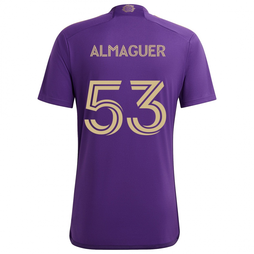 Niño Camiseta Jorge Almaguer #53 Púrpura Amarillo 1ª Equipación 2024/25 La Camisa