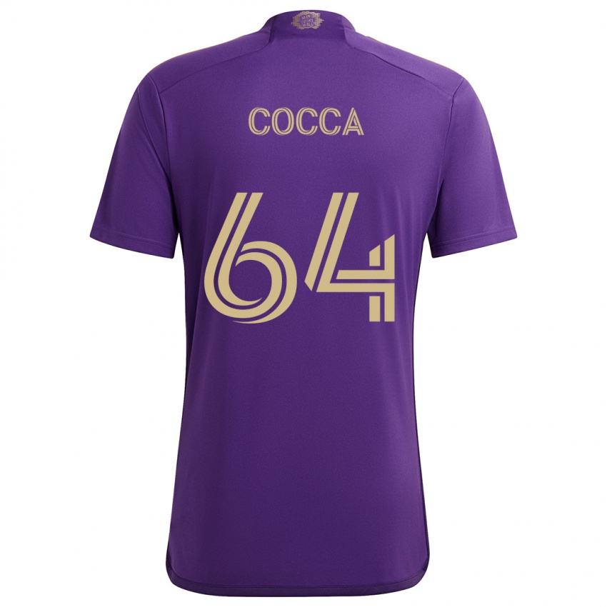 Niño Camiseta Manuel Cocca #64 Púrpura Amarillo 1ª Equipación 2024/25 La Camisa