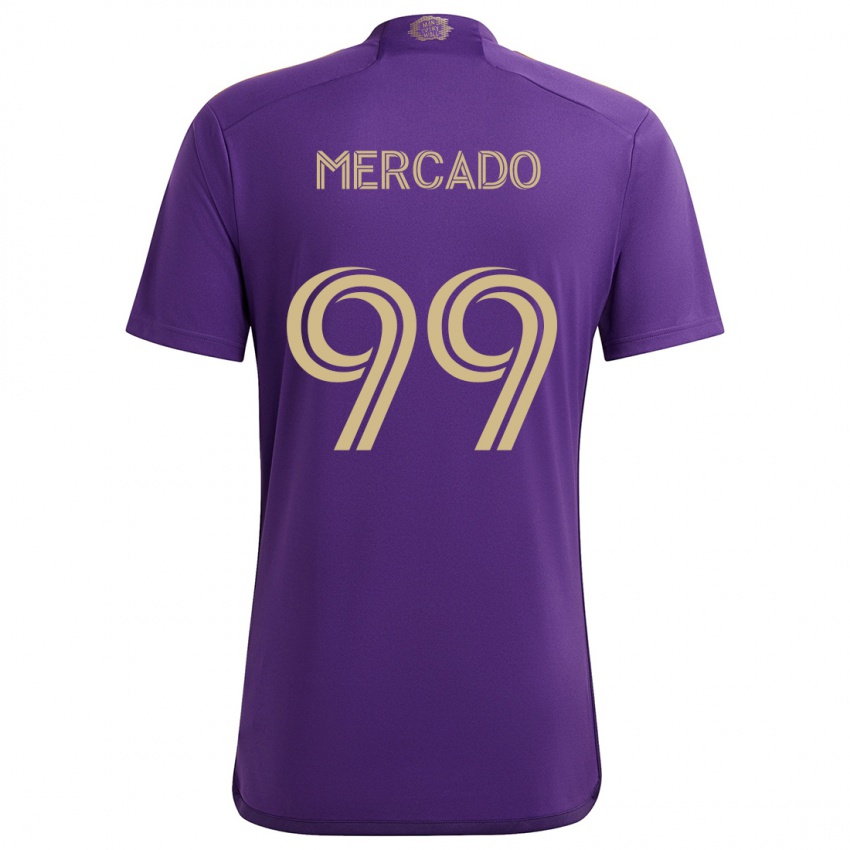 Niño Camiseta Carlos Mercado #99 Púrpura Amarillo 1ª Equipación 2024/25 La Camisa