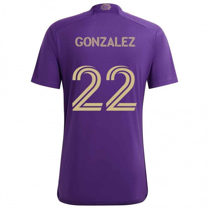 Niño Camiseta Gastón González #22 Púrpura Amarillo 1ª Equipación 2024/25 La Camisa