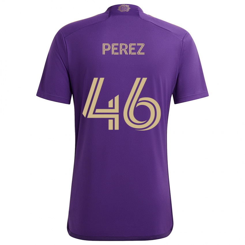 Niño Camiseta Franco Pérez #46 Púrpura Amarillo 1ª Equipación 2024/25 La Camisa