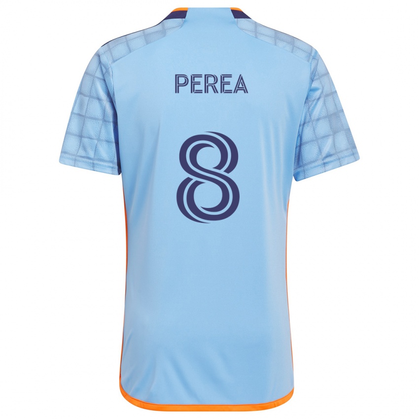 Niño Camiseta Andrés Perea #8 Azul Naranja 1ª Equipación 2024/25 La Camisa