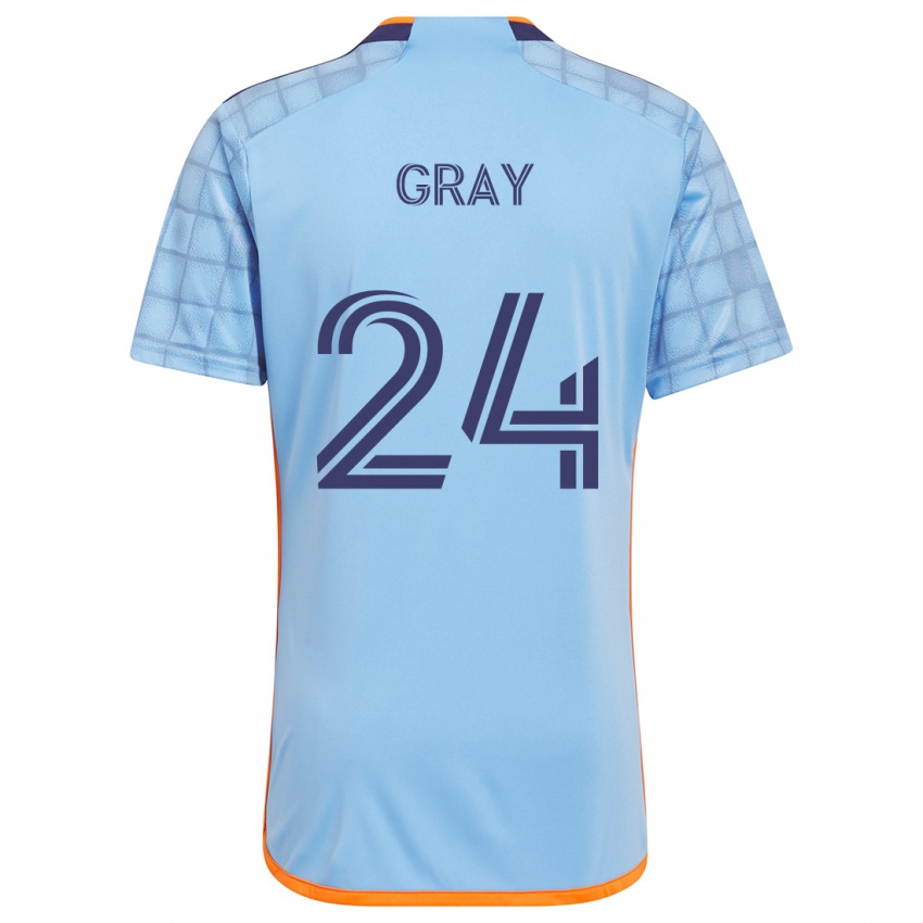 Niño Camiseta Tayvon Gray #24 Azul Naranja 1ª Equipación 2024/25 La Camisa