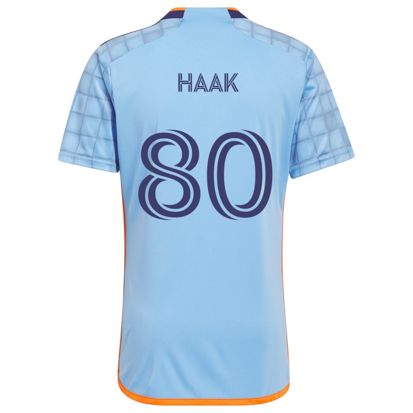 Niño Camiseta Justin Haak #80 Azul Naranja 1ª Equipación 2024/25 La Camisa