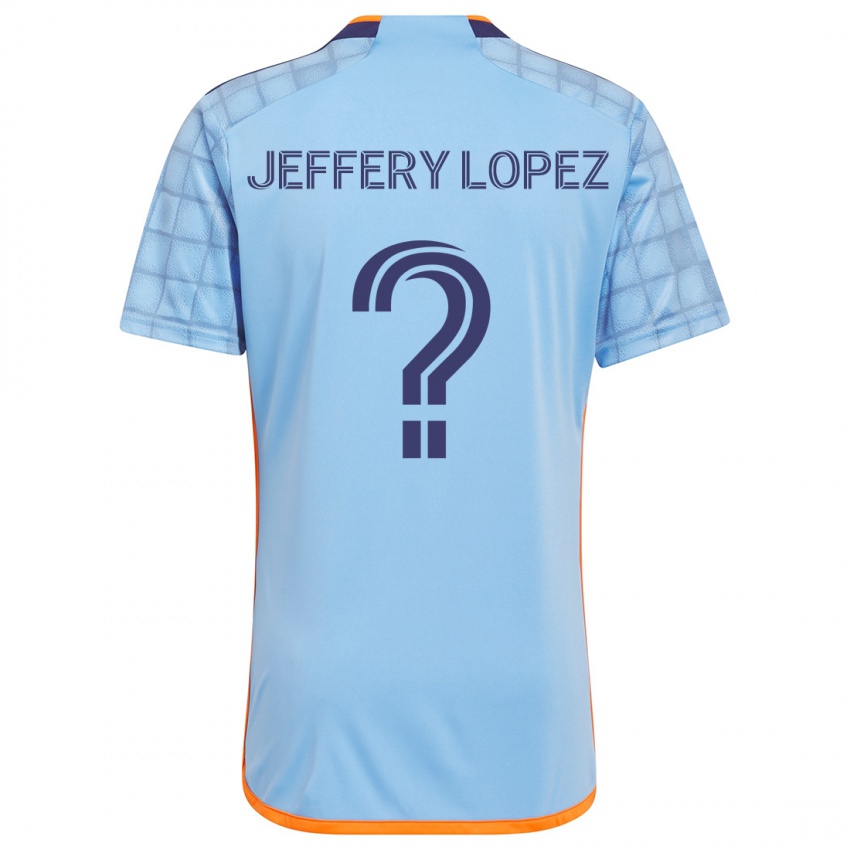 Niño Camiseta Jeffery López #0 Azul Naranja 1ª Equipación 2024/25 La Camisa