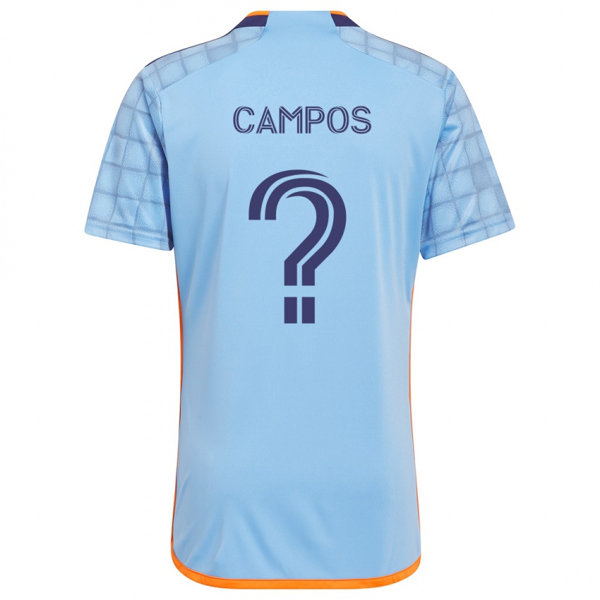 Niño Camiseta Adonis Campos #0 Azul Naranja 1ª Equipación 2024/25 La Camisa