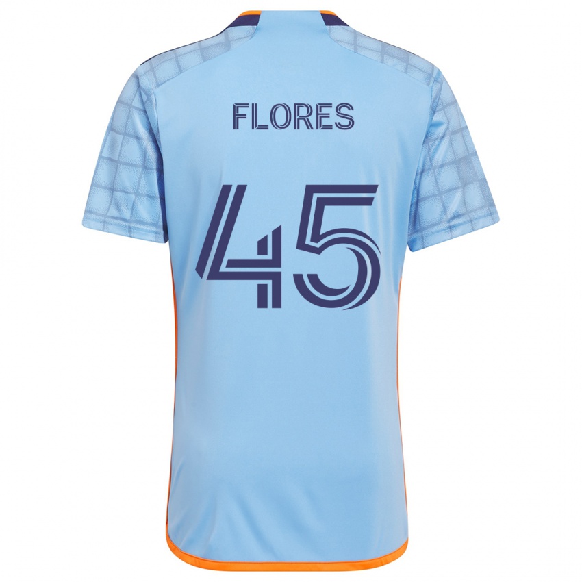 Niño Camiseta Brian Flores #45 Azul Naranja 1ª Equipación 2024/25 La Camisa