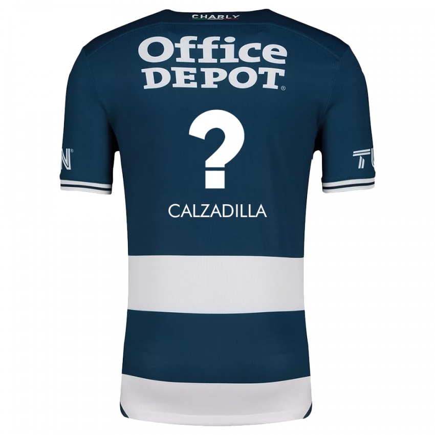 Niño Camiseta Luis Calzadilla #0 Azul Blanco 1ª Equipación 2024/25 La Camisa