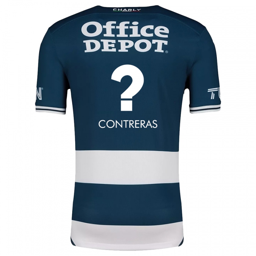 Niño Camiseta Ari Contreras #0 Azul Blanco 1ª Equipación 2024/25 La Camisa