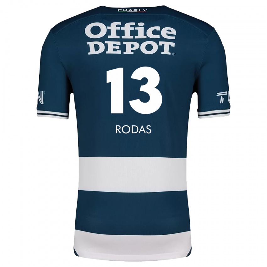 Niño Camiseta Carlos Rodas #13 Azul Blanco 1ª Equipación 2024/25 La Camisa