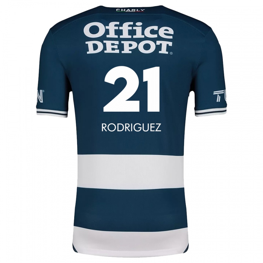 Niño Camiseta Valentín Rodríguez #21 Azul Blanco 1ª Equipación 2024/25 La Camisa