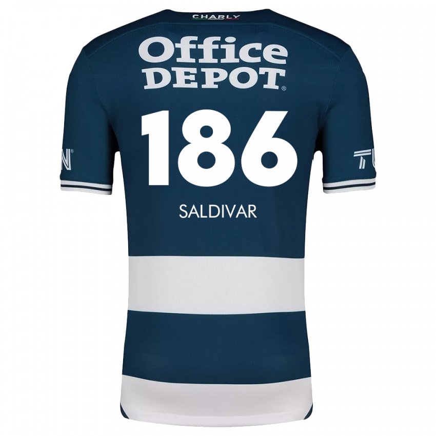 Niño Camiseta José Saldívar #186 Azul Blanco 1ª Equipación 2024/25 La Camisa