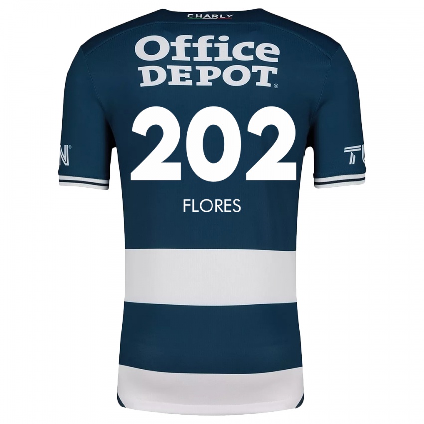 Niño Camiseta Luis Flores #202 Azul Blanco 1ª Equipación 2024/25 La Camisa