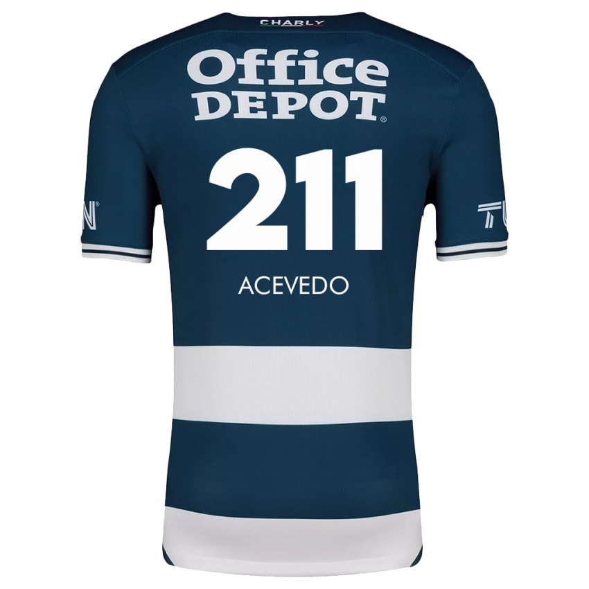 Niño Camiseta Gerardo Acevedo #211 Azul Blanco 1ª Equipación 2024/25 La Camisa