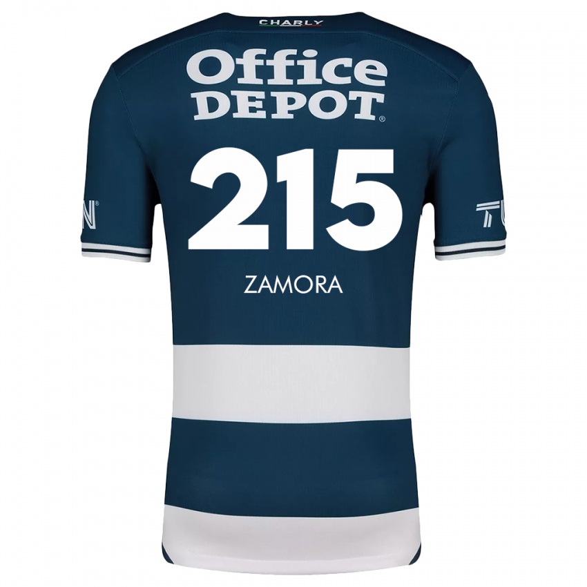 Niño Camiseta Yahir Zamora #215 Azul Blanco 1ª Equipación 2024/25 La Camisa