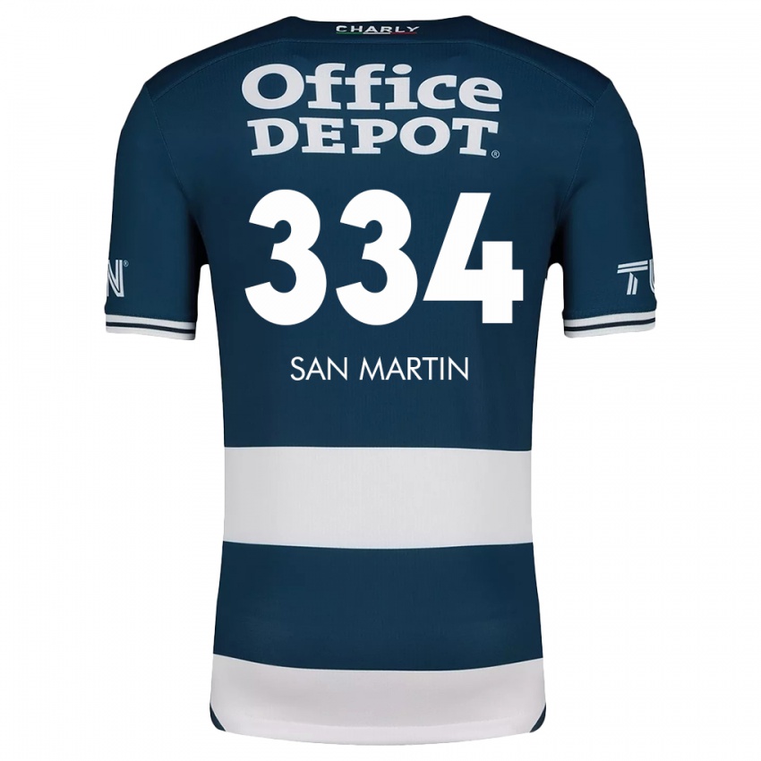 Niño Camiseta Uziel San Martín #334 Azul Blanco 1ª Equipación 2024/25 La Camisa